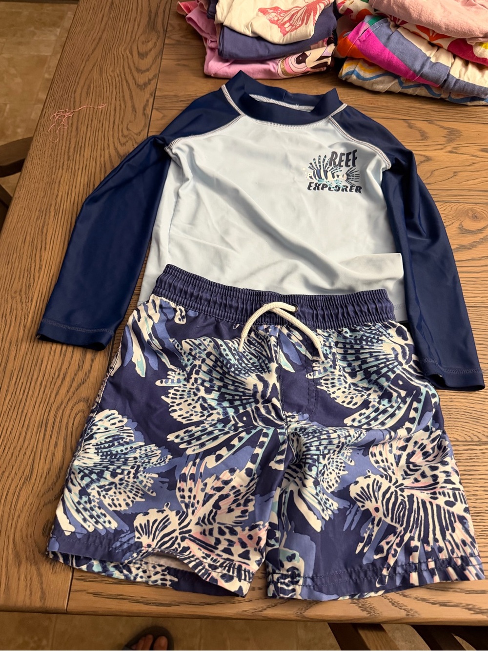Reef Explorer Boys' Navy & Light Blue Rash Guard Set